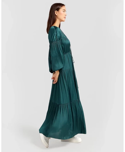 Многоярусное макси-платье для сидения у окна Belle & Bloom dark green
