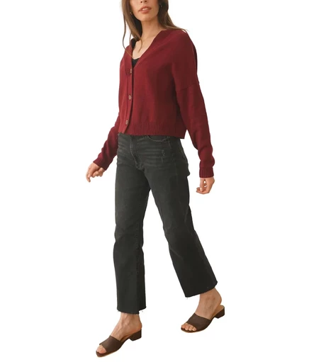 Женский укороченный кардиган из хлопка Diana бордового цвета от Paneros Clothing burgundy