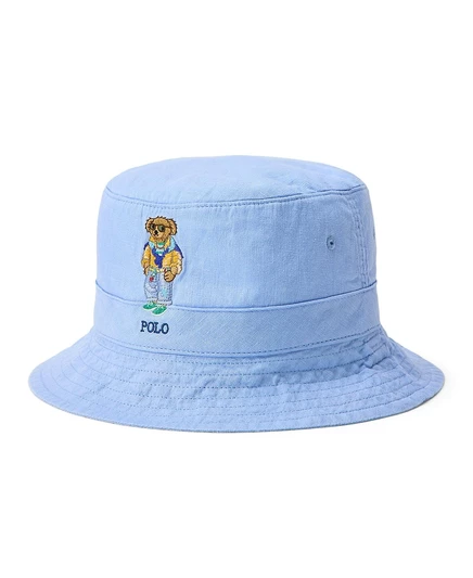 Мужская кепка-панама Polo Ralph Lauren с вышитым логотипом и медведем, синяя