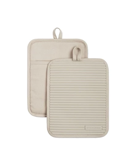 KitchenAid Ribbed Soft Silicone Pot Holder, Set of 2 brown