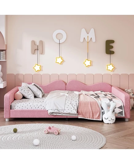 Полноразмерная мягкая кушетка Streamdale Furniture, диван-кровать из ткани Шерпа со спинкой в форме облака, пружинный блок не требуется, розовый