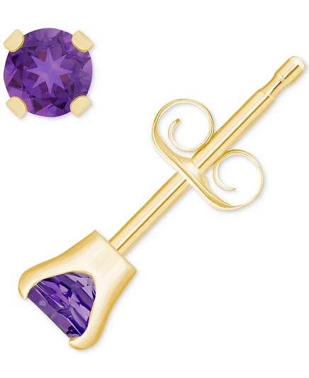 Серьги-пусеты Macy's, аметист, желтое золото
