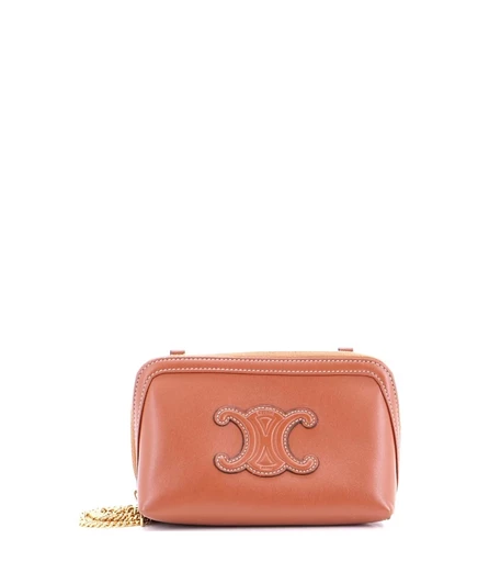 Женский клатч Celine Cuir Triomphe на цепочке, коричневый