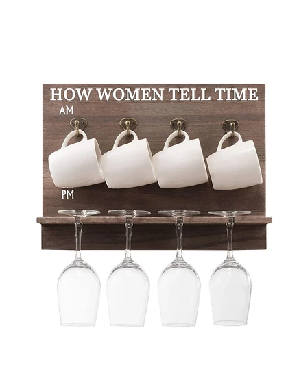 Винная полка Bezrat How Women Tell Time, коричневая