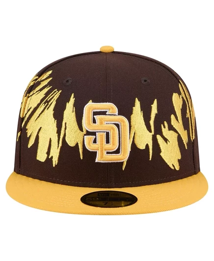 Мужская приталенная шляпа New Era коричнево-золотистого цвета San Diego Padres в стиле ретро с рисунком 59 футов пятьдесят дюймов brown, gold