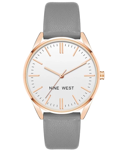 Женские кварцевые часы Nine West с ремешком из искусственной кожи серого цвета, 36 мм, мульти