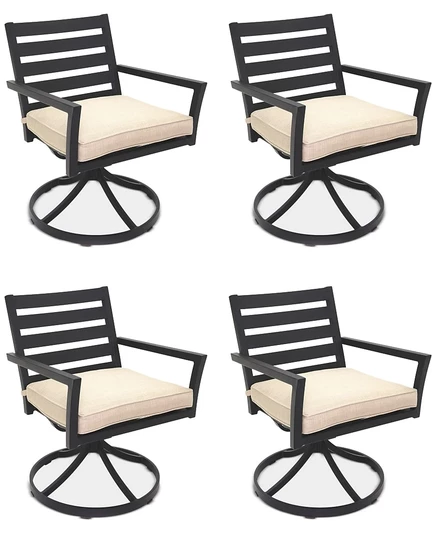 Набор вращающихся кресел Astaire Outdoor из 4 предметов, созданный для Macy's straw natural