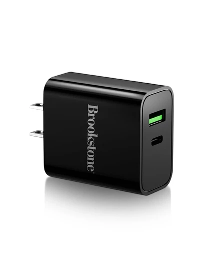 Универсальное настенное зарядное устройство Brookstone PD 20W для быстрой зарядки с 2 портами черный