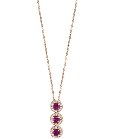 Женское колье LALI Jewels, рубин, бриллиант, розовое золото