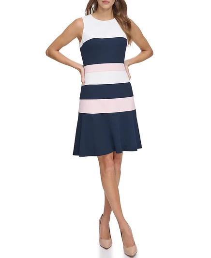 Женское платье Tommy Hilfiger из scuba-крепа с контрастными панелями, синее