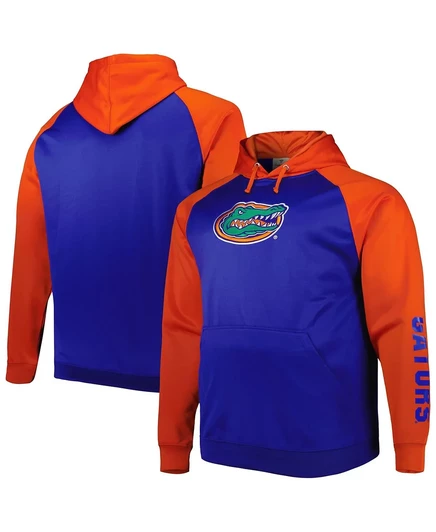 Мужская толстовка-пуловер из флиса реглан Royal Florida Gators Big and Tall с капюшоном royal