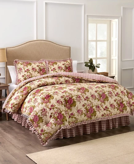Хлопковый комплект постельного белья Waverly Norfolk из 4 предметов, Королевский красный