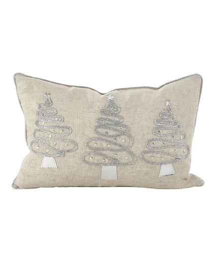Декоративная подушка Saro Lifestyle Silver Christmas Tree Trio, серебристая, 12 x 18 дюймов