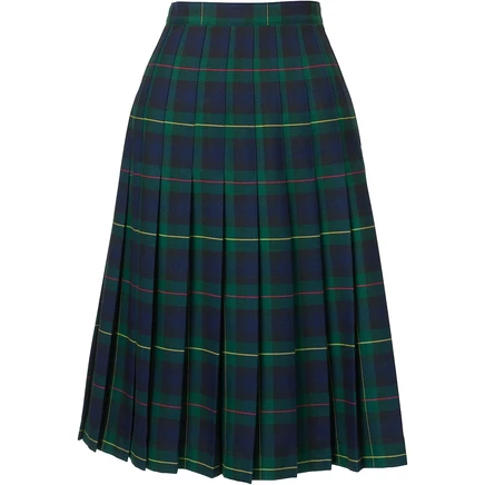 Женская клетчатая юбка-плиссе длиной ниже колена от Lands'End hunter/classic navy plaid