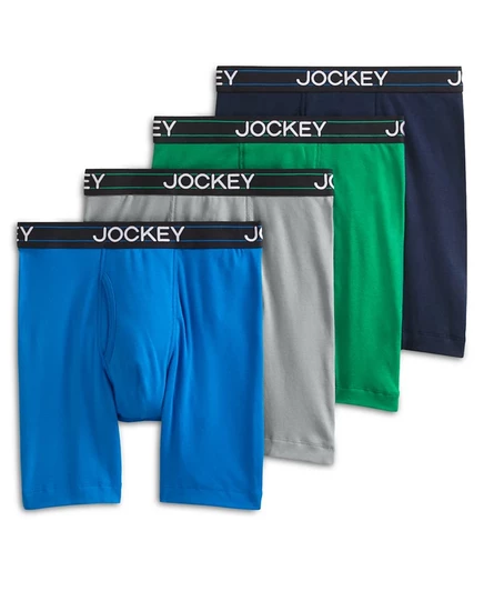 Мужские боксерские трусы Jockey из легкой хлопчатобумажной смеси длиной 7 дюймов, упаковка из 4 зеленых трусов