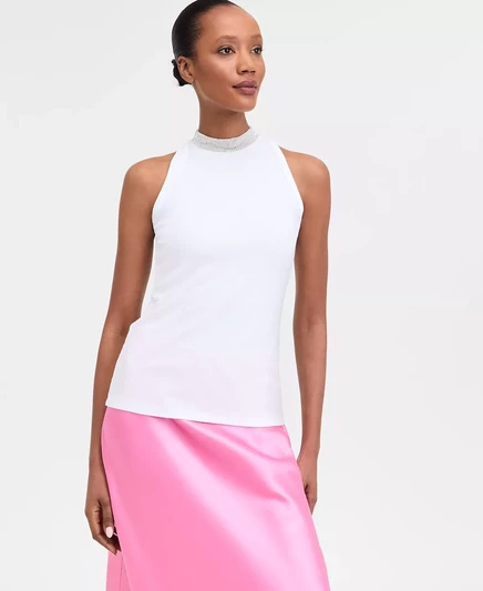  Женский топ, украшенный стразами, эксклюзивно в Macy's bright whi