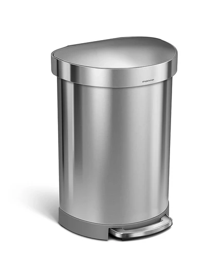 Мусорное ведро SimpleHuman 60 л полукруглое с ободком, серое