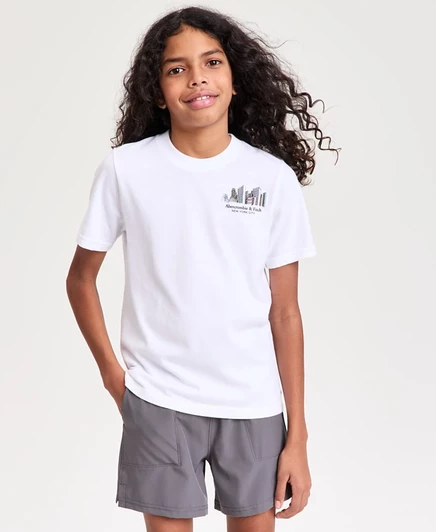 Футболка для мальчиков Abercrombie Kids NYC Sketch, белая