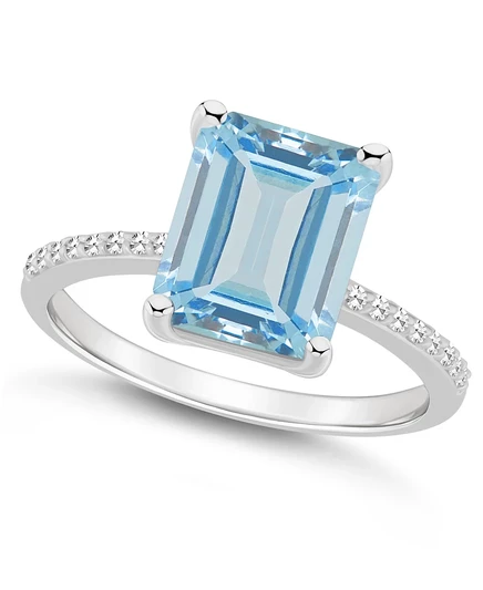 Серебряное кольцо Macy's с топазом и бриллиантом, голубое