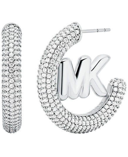 Серьги-кольца Michael Kors с фианитами, серебристые