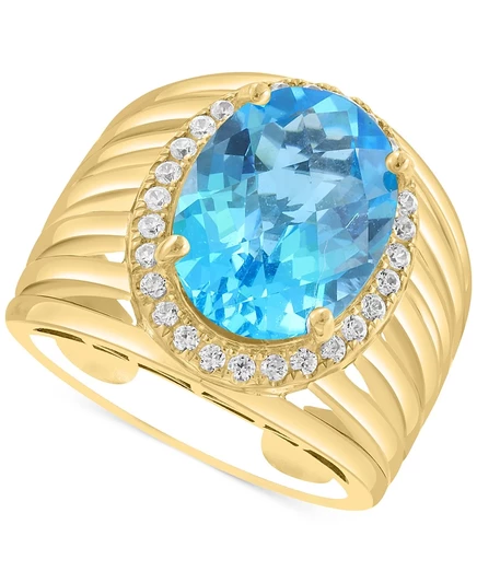 Кольцо EFFY с голубым топазом и цирконами, 14k золото/серебро, голубое