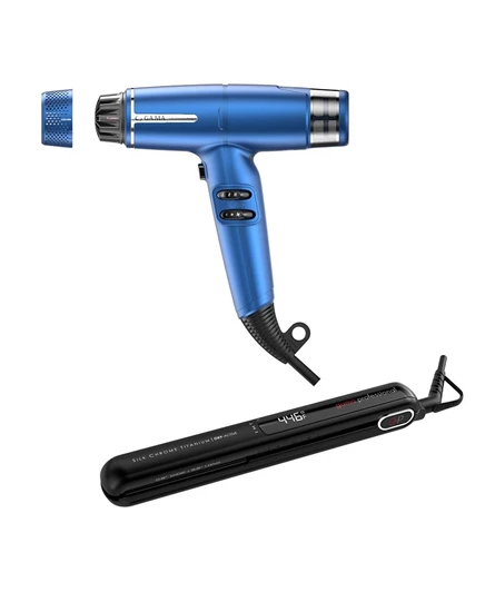 Набор фенов iQ Lite Perfetto в комплекте с утюжком G-Evo Silk Chrome Titanium — Экономит 20% на синем цвете