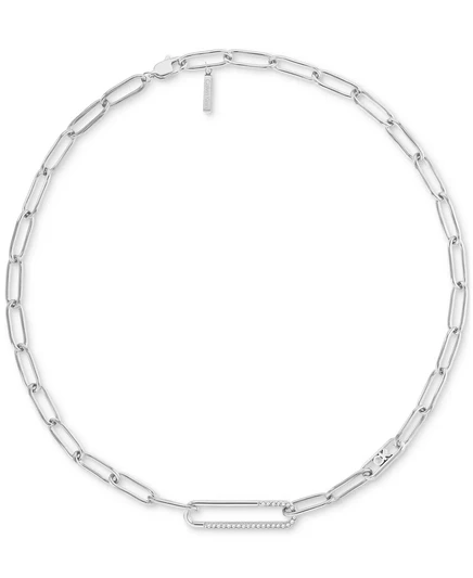 Колье-ошейник Calvin Klein с Паве и логотипом из нержавеющей стали, удлинитель 16 дюймов + 2 дюйма silver