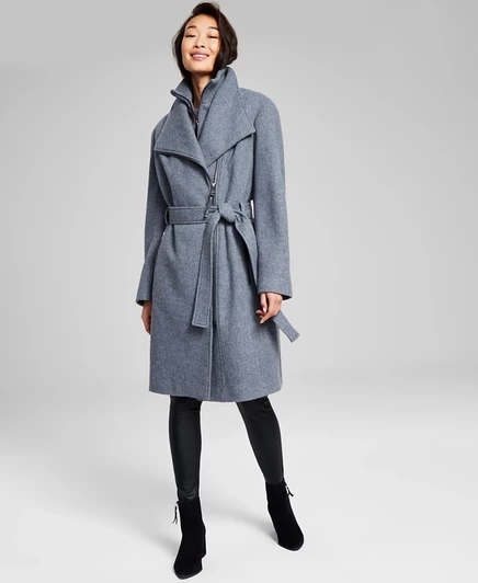  Женское полушерстяное пальто с поясом на запах, созданное для Macys gray