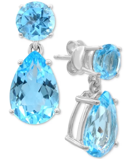 Серьги-подвески Macy's с топазом, 9,25 кт, голубые