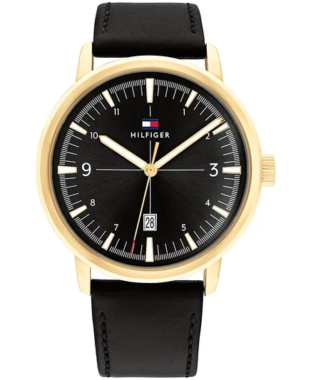 Мужские часы Tommy Hilfiger 44 мм кожаные, черные