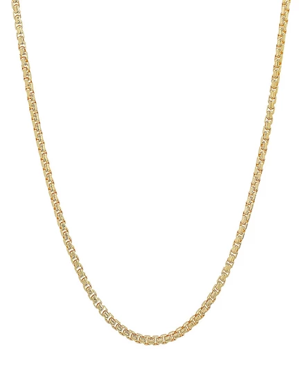 Унисекс цепочка Steeltime коробчатая 14K позолоченная, золотистая