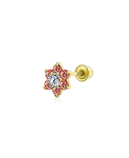 Серьга-пусета Bling Jewelry Flower из 14K золота с куб. цирконием, голубая