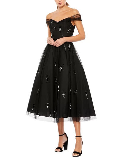 Женское платье Mac Duggal Ieena из тюля, черное