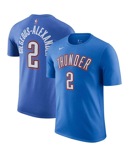 Мужская футболка Nike Shai Gilgeous-Alexander Blue Oklahoma City Thunder Icon 2022/23 с названием и номером команды blue