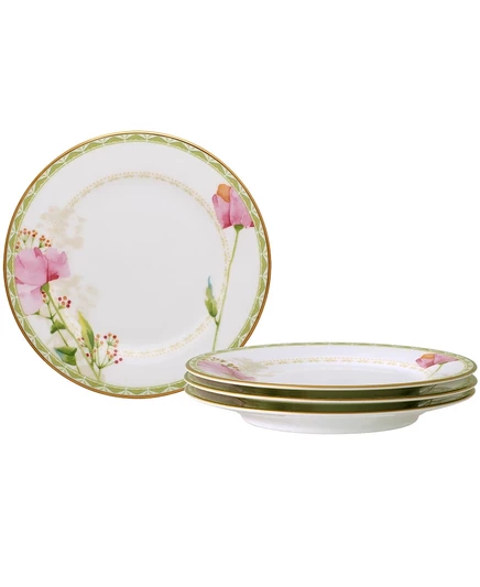 Тарелки Noritake Poppy 4 шт. 16 см с золотой каймой, разноцветные
