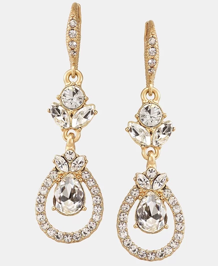Серьги Givenchy двойные с кристаллами, белые