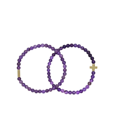 Набор браслетов из бисера с заряженным камнем из 2 частей amethyst