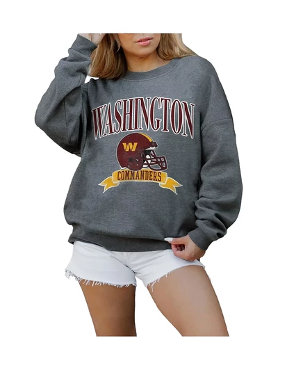 Женская толстовка-пуловер премиум-класса из трех видов ткани Washington Commanders Seal The Deal от Gameday Couture с принтом древесного угля charcoal