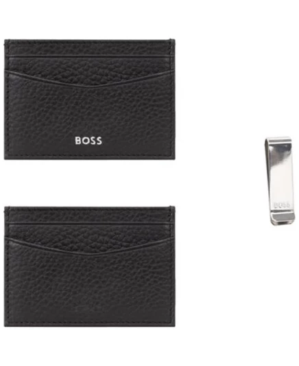 Кожаная визитница и зажим для денег Hugo Boss, Подарочный набор из 2 предметов, черный
