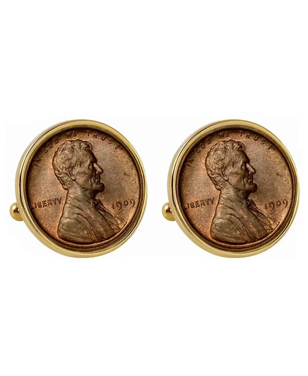 Мужские запонки American Coin Treasures с пенни Lincoln 1909, золотистые