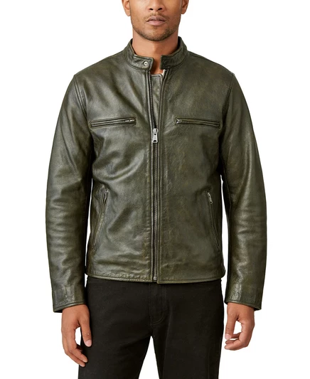 Мужская куртка Bonneville из промытой кожи на молнии спереди от бренда Lucky Brand washed black