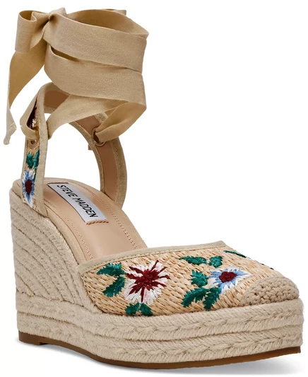 Женские босоножки на танкетке из рафии на платформе Vero от Steve Madden raffia multi