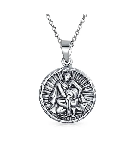 Кулон Bling Jewelry Aquarius круглый, серебро 925