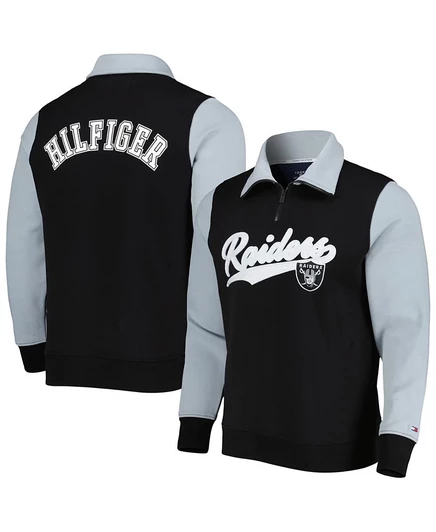 Мужской топ на молнии Tommy Hilfiger черного цвета с серебром Las Vegas Raiders Aiden black