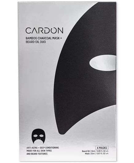 Маска с бамбуковым углем Cardon + масло для бороды, 4-шт. без цвета