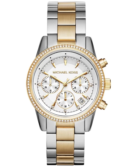 Женские часы-браслет Michael Kors с двухцветным хронографом Bryant из нержавеющей стали, 37 мм