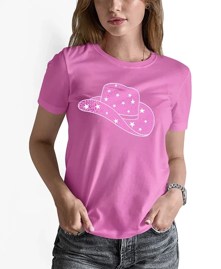 Женская футболка с надписью Word Art Cowgirl Hat от LA Pop Art, розовая
