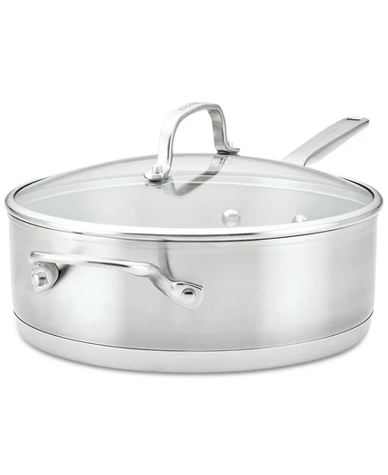 Сотейник KitchenAid 4,26 л трехслойный с крышкой, серебристый