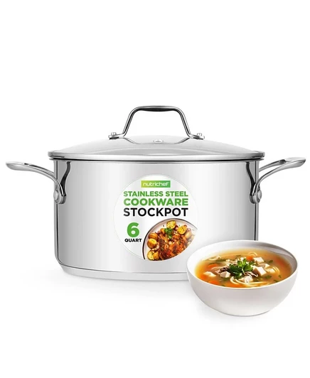 Кастрюля NutriChef 5,7 л с крышкой, стальная