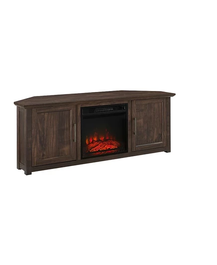 Угловая тумба Crosley Camden 58″ с камином, коричневая